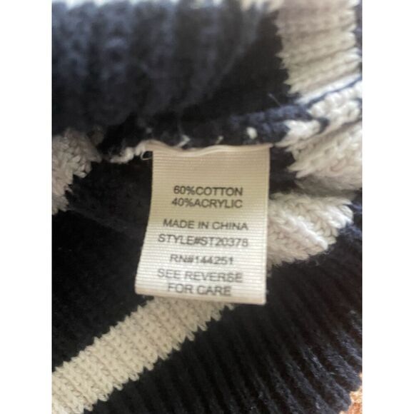 Moon Madison Navy White Striped Sleeveless Knit Sweater Size Small Cotton Blend - Picture 5 of 7